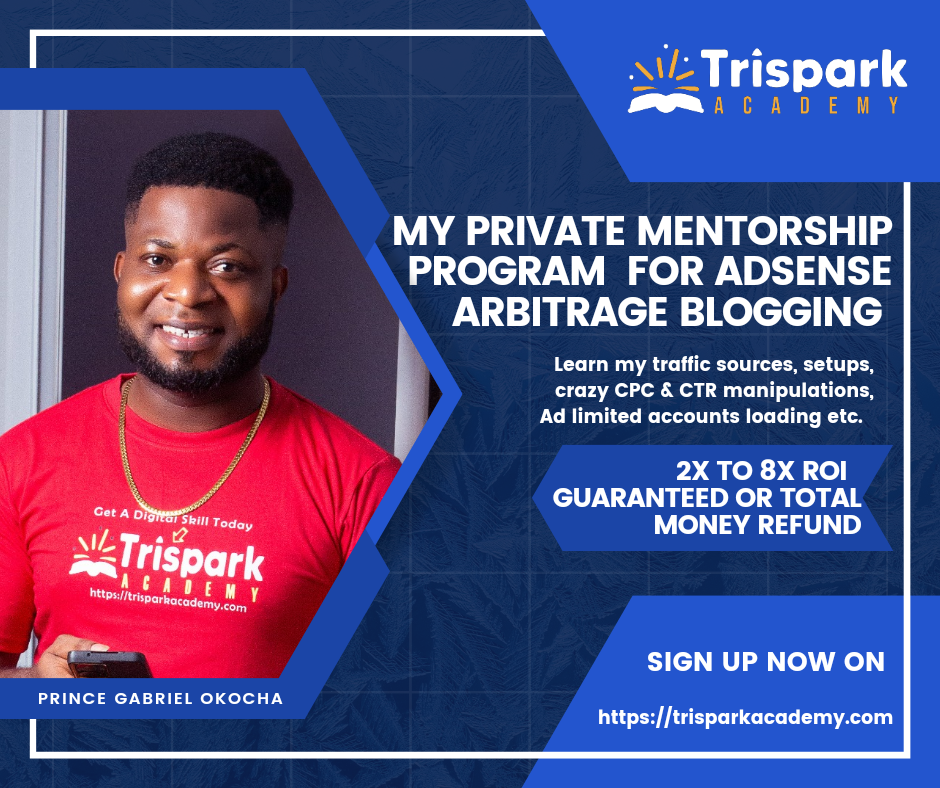 Prince Gabriel Okocha Adsense Arbitrage Private Mentorship Program